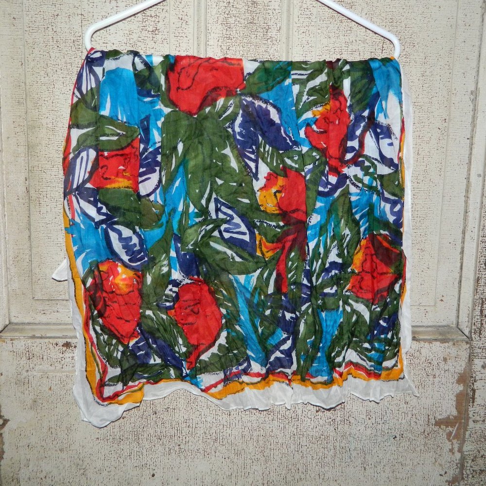 Vintage Ginnie Johansen Inc Cotton Scarf 1988